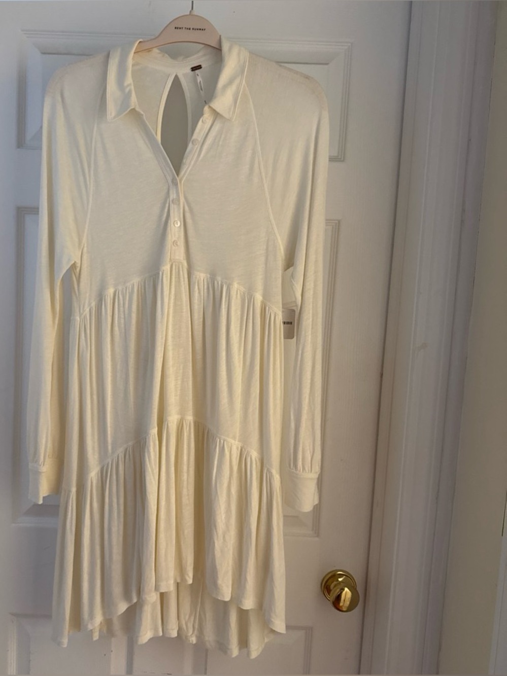 Free People Cream Long-Sleeve Tiered dress